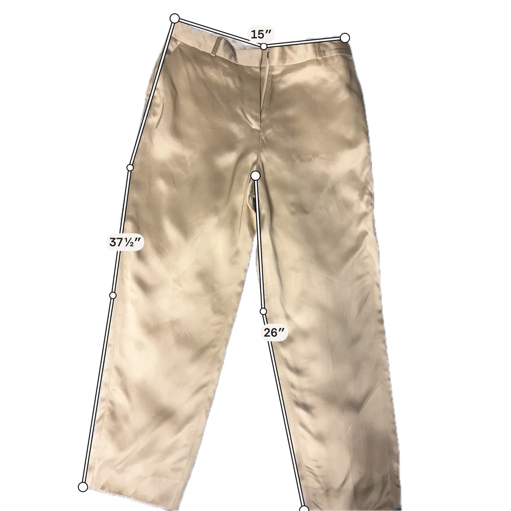 Toteme Low-Waist Satin Trousers Womens 36 Champagne Beige Excellent Straight Leg - Picture 3 of 9